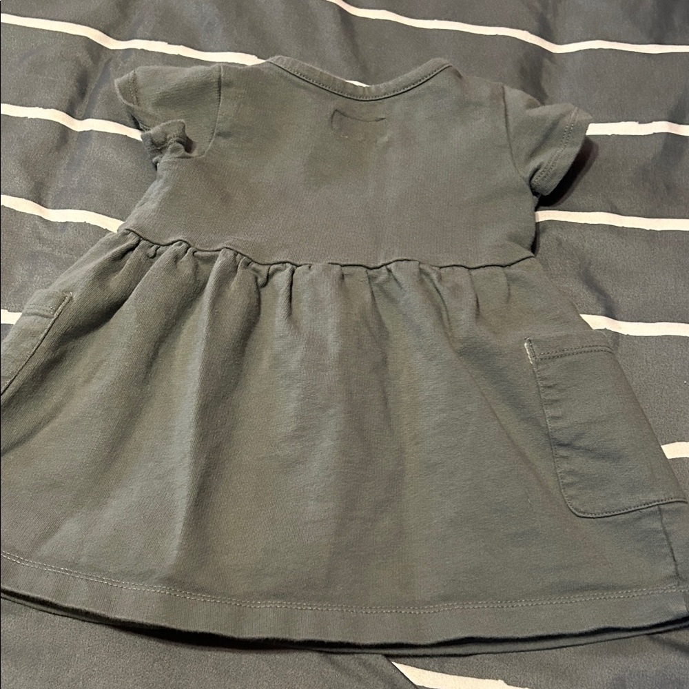 Adorable Gray Baby Dress with Wood-like Buttons - Picture 5 of 6